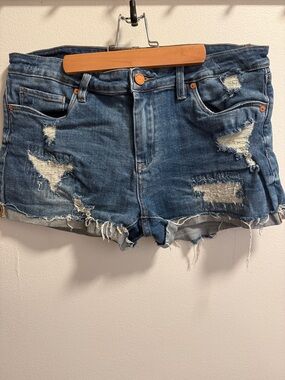 Blank NYC Blue Distressed Cutoff Denim Shorts